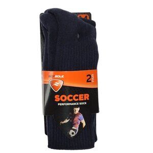 SofSole 2 Pair Pack Soccer Performance Socks Blue Men Size M Shoe Size 5-9.5